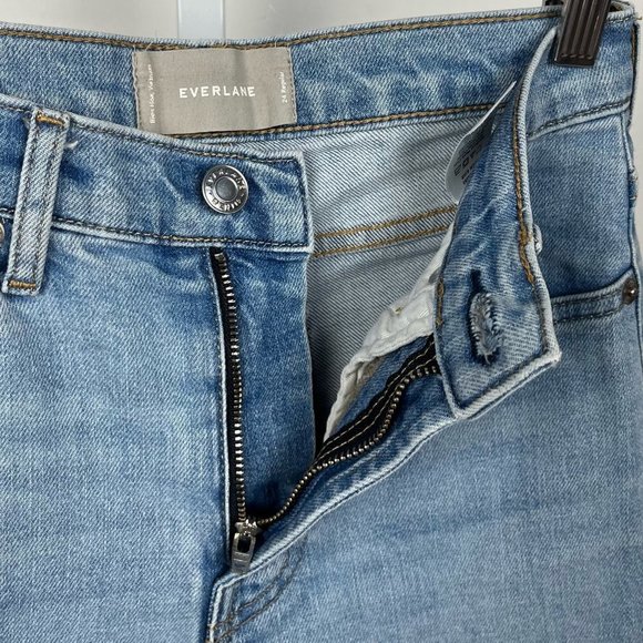 Everlane High Rise Five Pocket Jeans Zip Fly Light Wash Blue Denim 24 Regular - Picture 6 of 8
